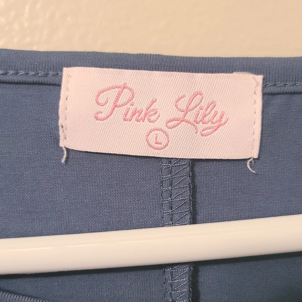 🆕️ Pink Lily "New to Town" Twist Waist Blue/Deep Teal Dress - Picture 4 of 6